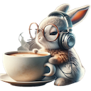 Rabbit Sniffing Coffee